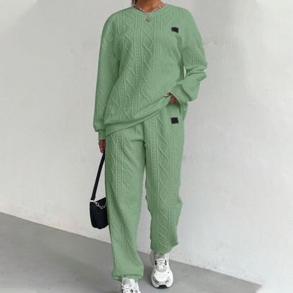 Casual Long Sleeve Knit Pullover & Pants 2-Piece Set