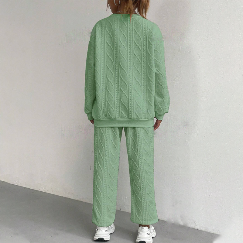 Casual Long Sleeve Knit Pullover & Pants 2-Piece Set