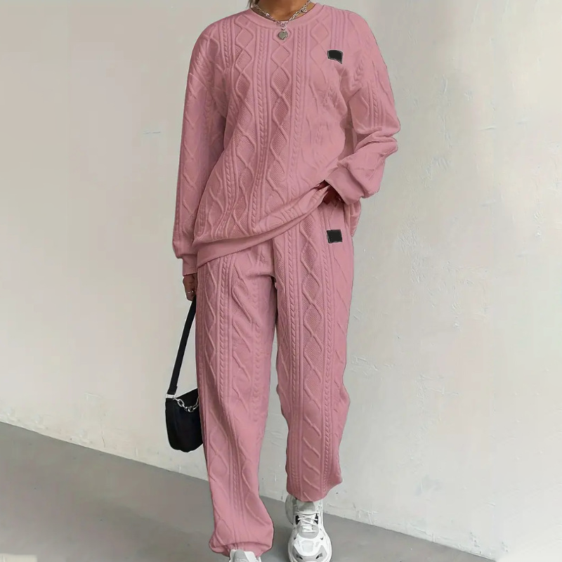 Casual Long Sleeve Knit Pullover & Pants 2-Piece Set