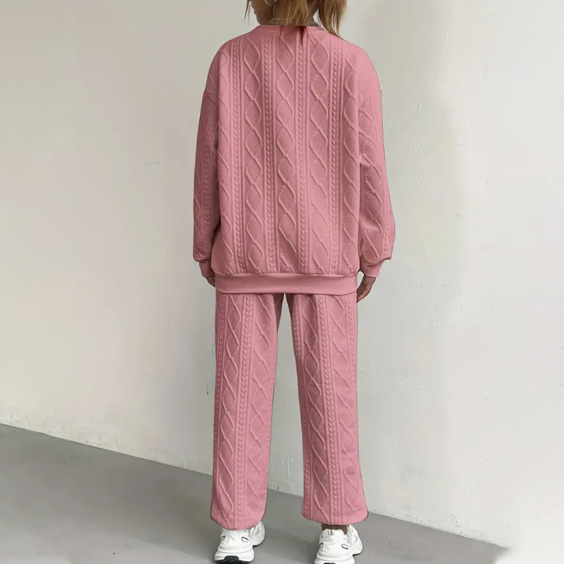 Casual Long Sleeve Knit Pullover & Pants 2-Piece Set