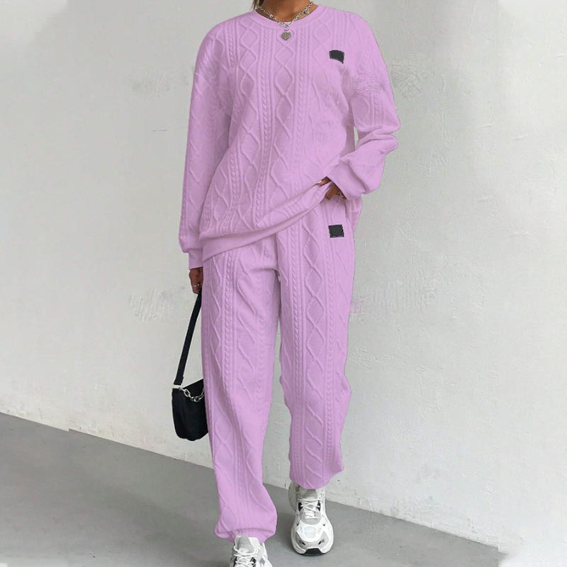 Casual Long Sleeve Knit Pullover & Pants 2-Piece Set