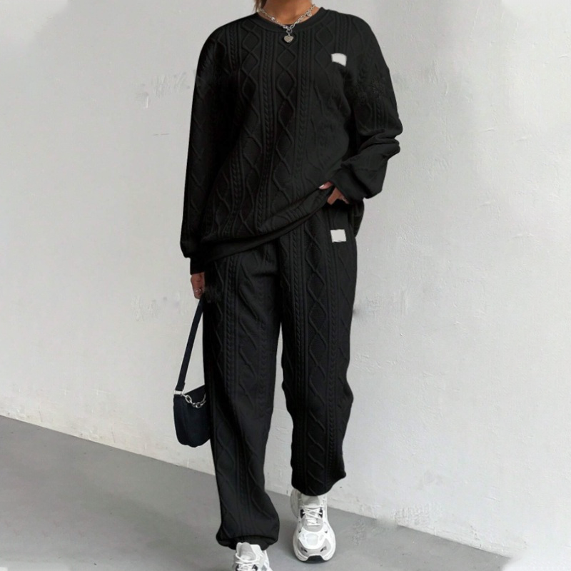 Casual Long Sleeve Knit Pullover & Pants 2-Piece Set