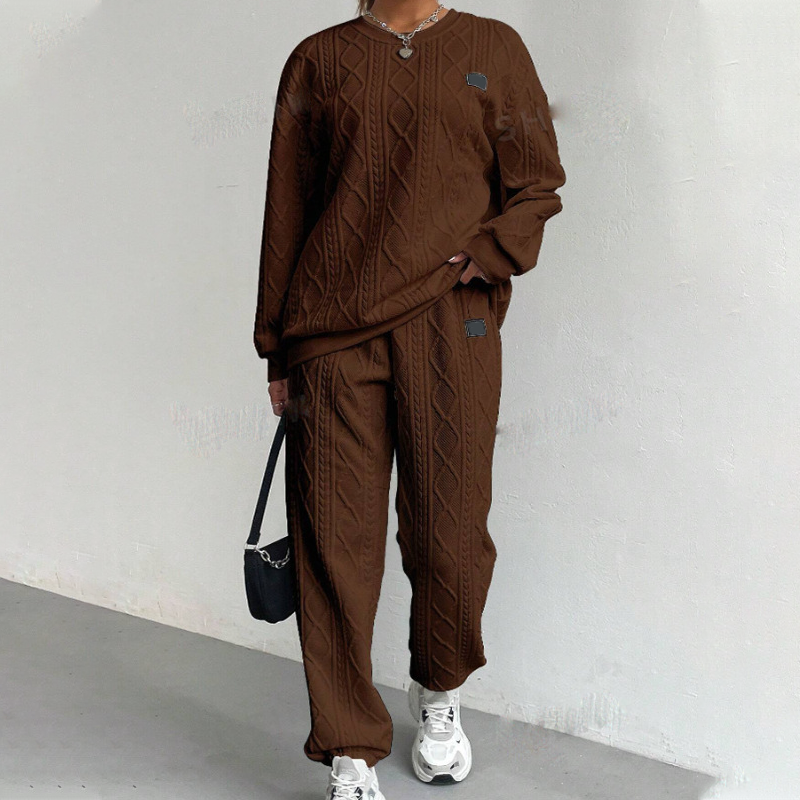Casual Long Sleeve Knit Pullover & Pants 2-Piece Set