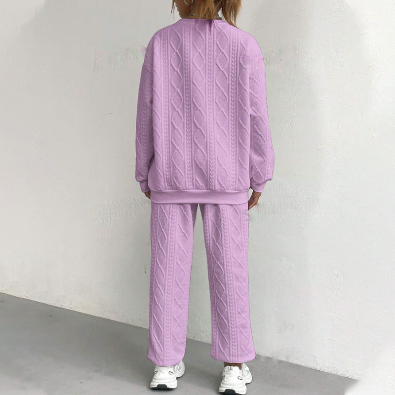 Casual Long Sleeve Knit Pullover & Pants 2-Piece Set