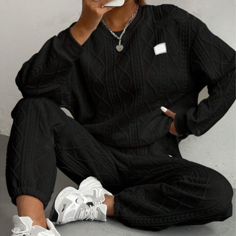 Casual Long Sleeve Knit Pullover & Pants 2-Piece Set
