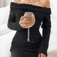 Women's Knitted Off-Shoulder Bodycon Sweater Mini Dress