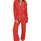 Women’s Heart-Printed Button-Down Long-Sleeve Pajama Sets
