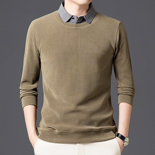 Men's Casual Faux Layered Long Sleeve Top