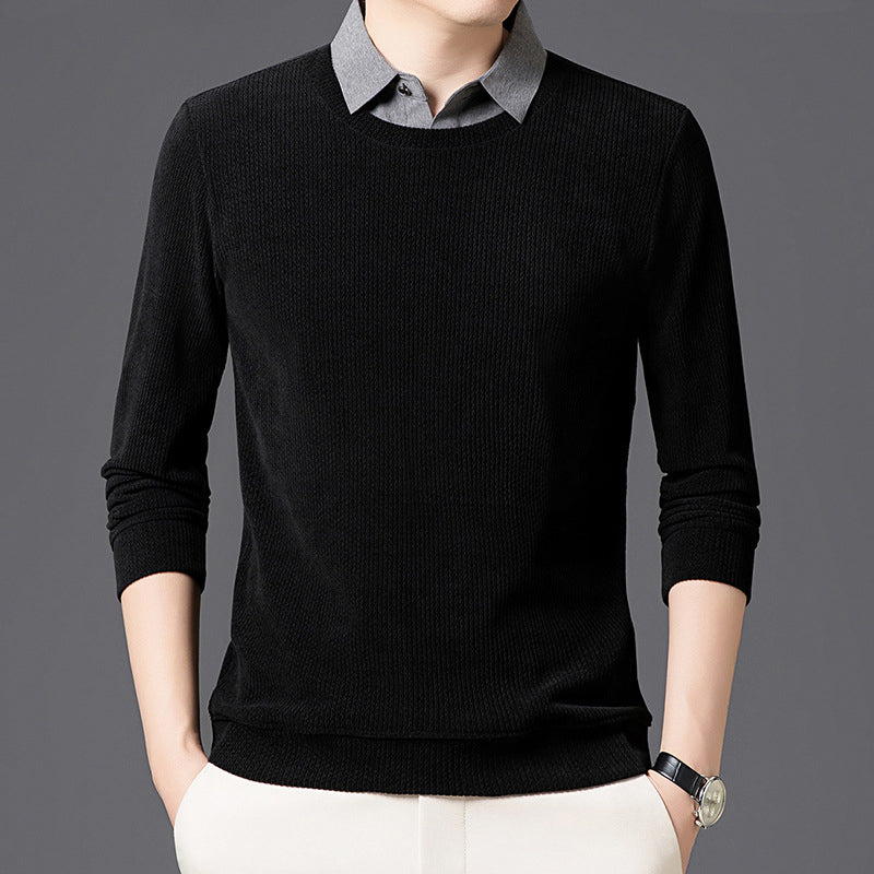 Men's Casual Faux Layered Long Sleeve Top