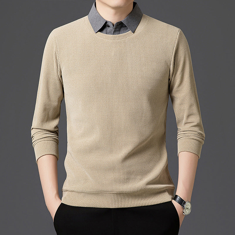 Men's Casual Faux Layered Long Sleeve Top