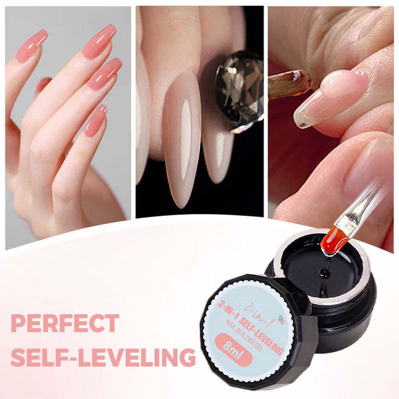 💅 BUY MORE GET MORE FREE! ✨ 2-in-1 Self-Leveling Nail Builder Gel - Base & Top Coat with 15s Quick Cure for Salon-Quality Manicure at Home 🌟🌀