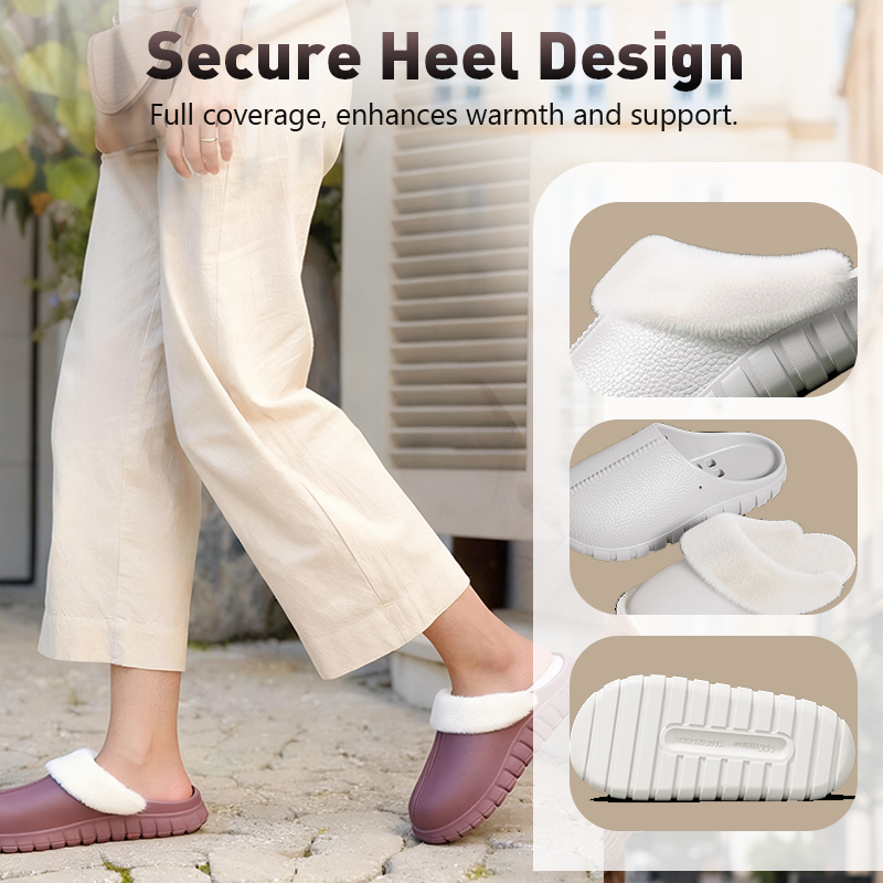 Plush-Lined Cotton Slippers with Covered Heel -🥰The lining is removable and machine washable!