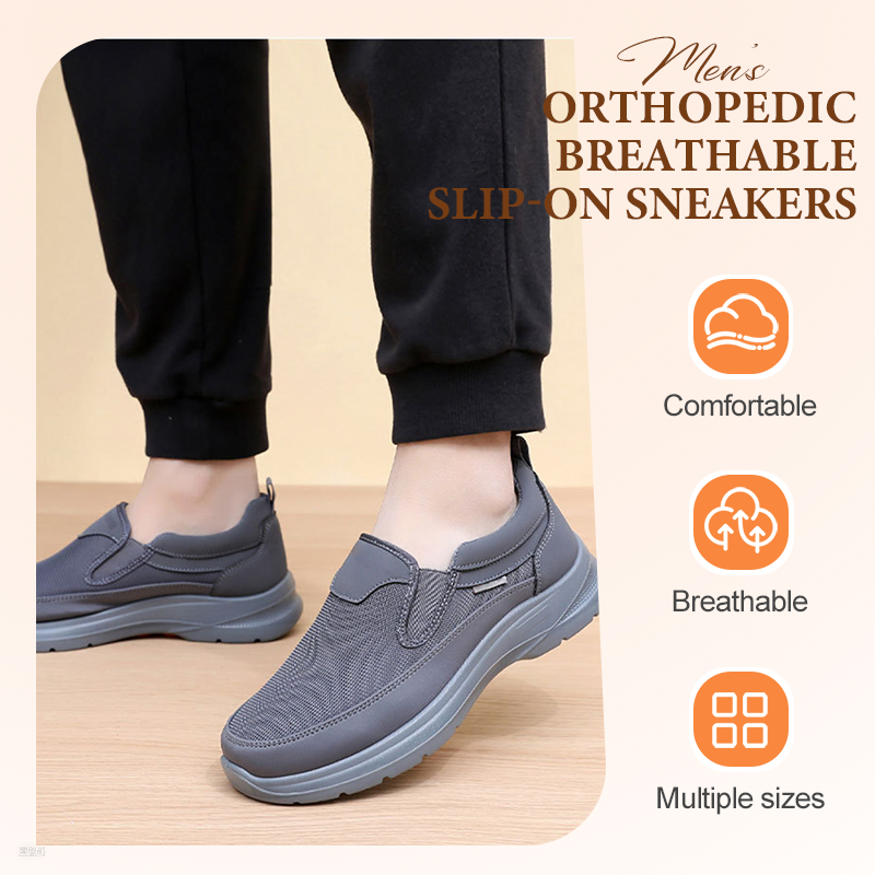 👟40% OFF NOW! ✨ Men's Orthopedic Breathable Slip-On Sneakers - Arch Support with Memory Foam Insoles for All-Day Comfort 🏃‍♂️💨