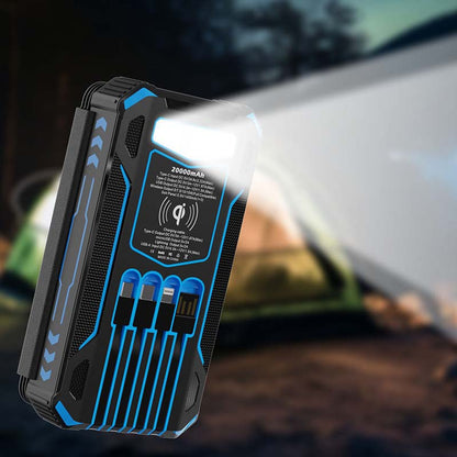 🔥Limited-Time Offer: 50% OFF!!!🔥20000mAh Solar Power Bank with Foldable Panels, Wireless Charging & LED Flashlight