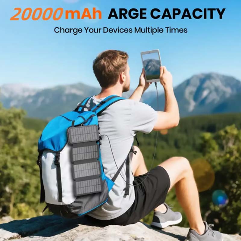 🔥Limited-Time Offer: 50% OFF!!!🔥20000mAh Solar Power Bank with Foldable Panels, Wireless Charging & LED Flashlight