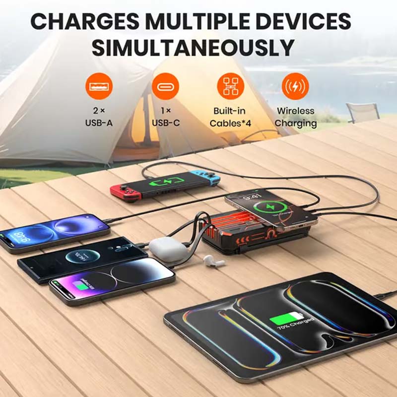 🔥Limited-Time Offer: 50% OFF!!!🔥20000mAh Solar Power Bank with Foldable Panels, Wireless Charging & LED Flashlight
