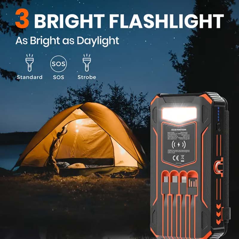 🔥Limited-Time Offer: 50% OFF!!!🔥20000mAh Solar Power Bank with Foldable Panels, Wireless Charging & LED Flashlight