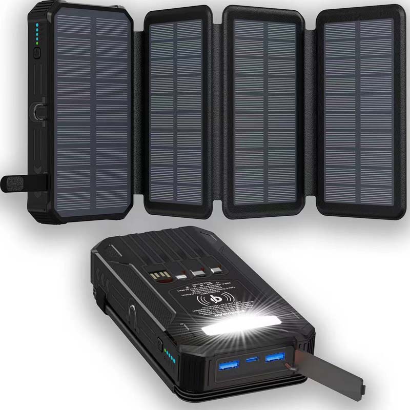 🔥Limited-Time Offer: 50% OFF!!!🔥20000mAh Solar Power Bank with Foldable Panels, Wireless Charging & LED Flashlight