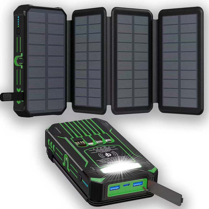 🔥Limited-Time Offer: 50% OFF!!!🔥20000mAh Solar Power Bank with Foldable Panels, Wireless Charging & LED Flashlight