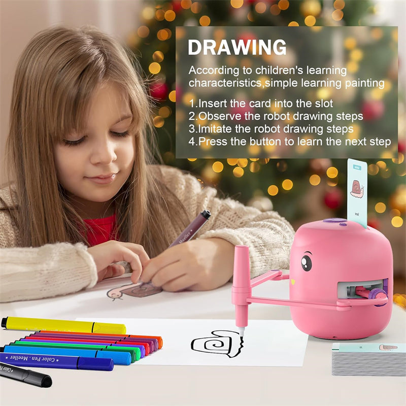 🔥Hot Sale Offers-Interactive Drawing Robot for Kids with 100 Cards