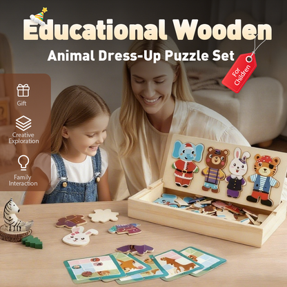 Educational Wooden Animal Dress-Up Puzzle Set for Children