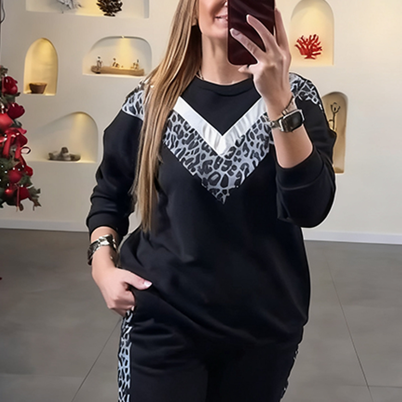 🔥Limited-time offer-Women's Casual Leopard Print Tracksuit Set