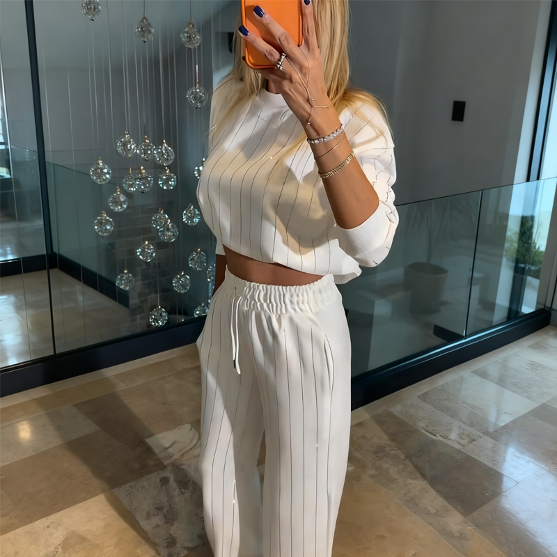 🔥Limited-time offer-Women’s Casual Vertical Stripe Top & Pants 2-Piece Set