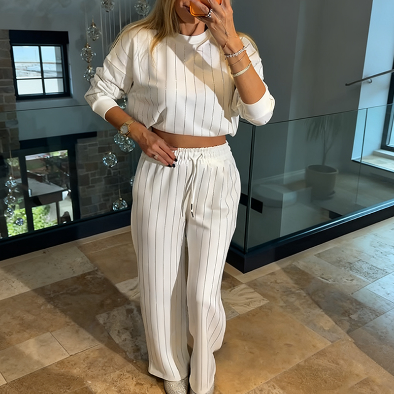 🔥Limited-time offer-Women’s Casual Vertical Stripe Top & Pants 2-Piece Set