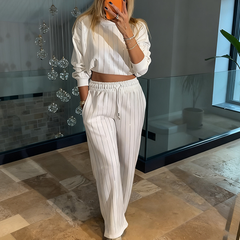 🔥Limited-time offer-Women’s Casual Vertical Stripe Top & Pants 2-Piece Set