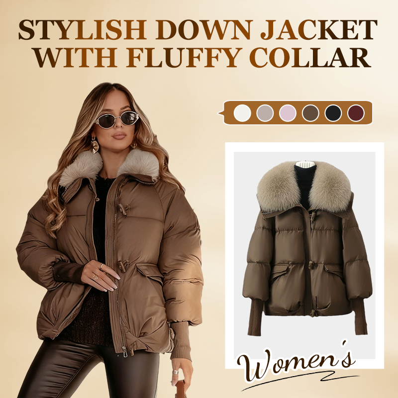 🔥Limited-time offer-Women’s Stylish Short Down Jacket With Fluffy Collar