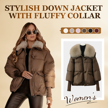 🔥Limited-time offer-Women’s Stylish Short Down Jacket With Fluffy Collar