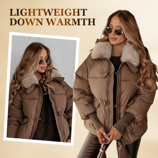 🔥Limited-time offer-Women’s Stylish Short Down Jacket With Fluffy Collar