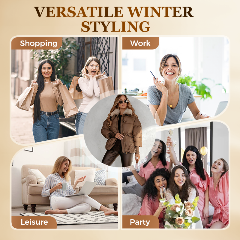 🔥Limited-time offer-Women’s Stylish Short Down Jacket With Fluffy Collar