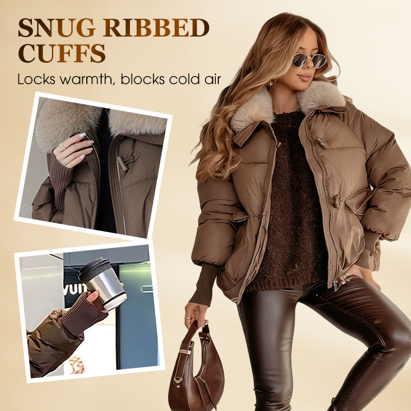 🔥Limited-time offer-Women’s Stylish Short Down Jacket With Fluffy Collar