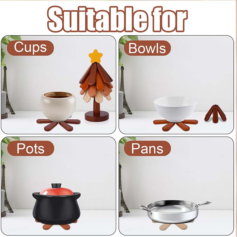 🔥2025 Hot Sale🔥Wooden Tree-Shaped Trivet with Star or Apple