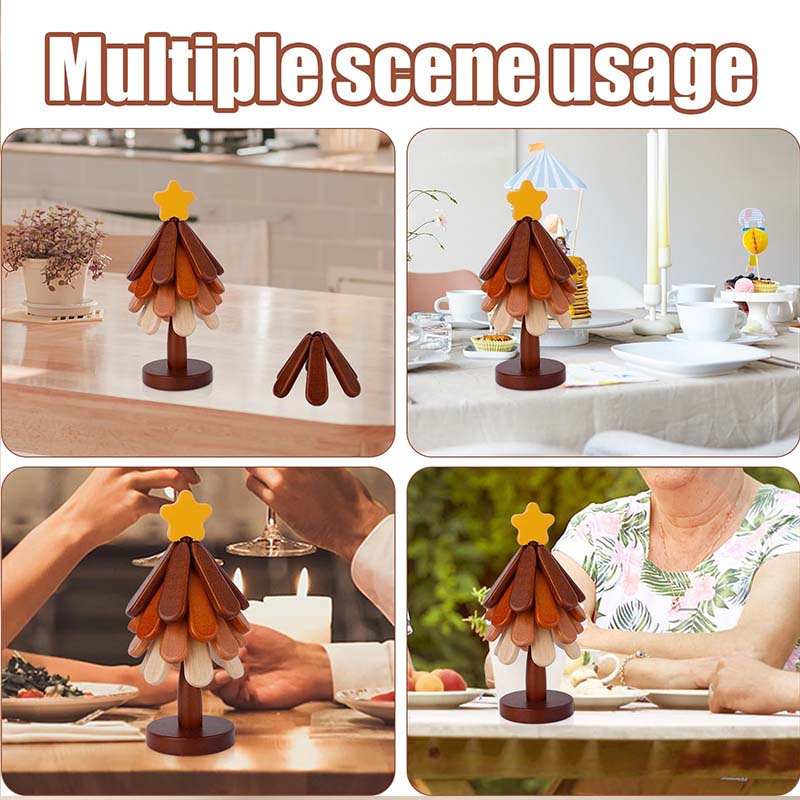 🔥2025 Hot Sale🔥Wooden Tree-Shaped Trivet with Star or Apple