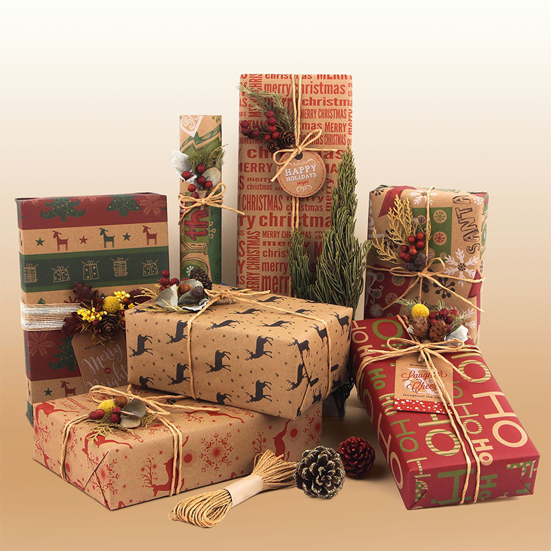 🔥Hot Sale Deals-Christmas Printed Kraft Wrapping Paper Roll