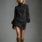 Women’s High-Neck Long-Sleeved Casual Pocket Dress