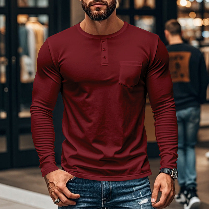 ⚡Black Friday Flash Deal!Men’s Slim Fit Henley Long Sleeve T-Shirt 🔥Direct 50% Off, King of Cost Performance!