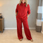 🔥New arrivals offer-Women's High-Neck Sweatshirt and Wide-Leg Pants Set