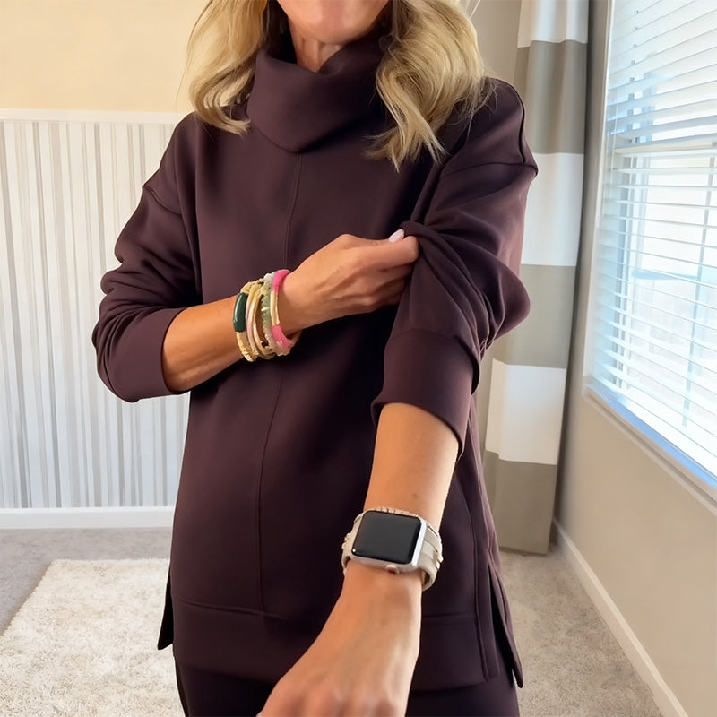 🔥New arrivals offer-Women's High-Neck Sweatshirt and Wide-Leg Pants Set