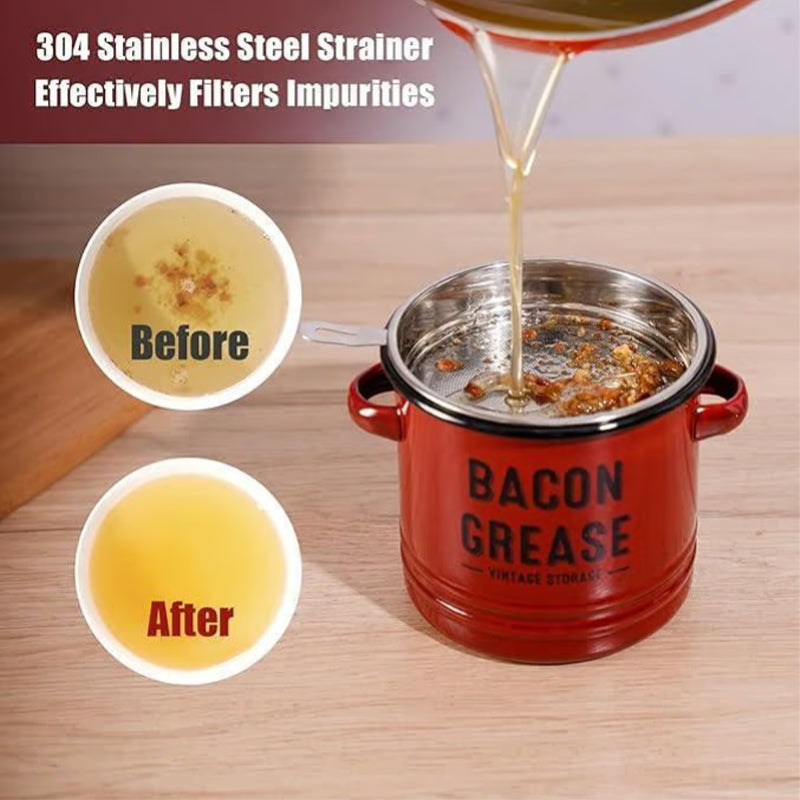 Practical Enamel Bacon Grease Container