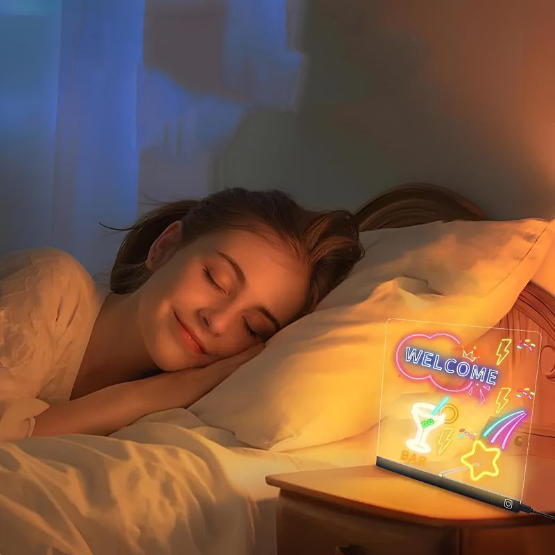 🎨 50% OFF! ✨ LIGHT-UP DRAWING BOARD - Reusable Glow-in-the-Dark Surface, Adjustable Stand for Kids' Art and Writing, Battery Powered with Stylus Included 🖍️💡