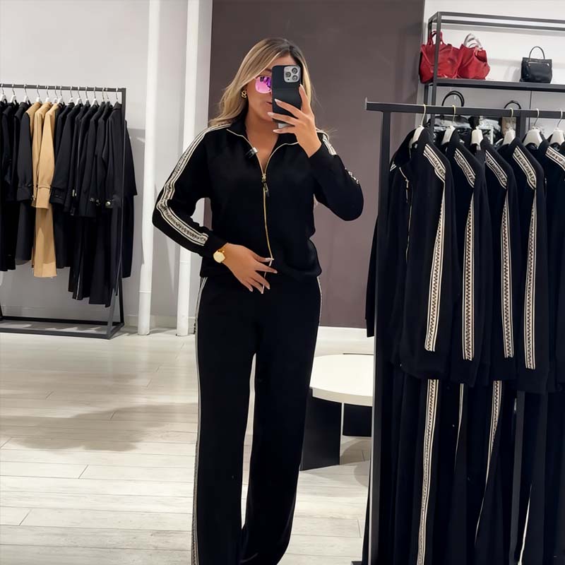 🔥Hot Sale Offers-Women's Slim Contrast Top & Pants Two-Piece Set