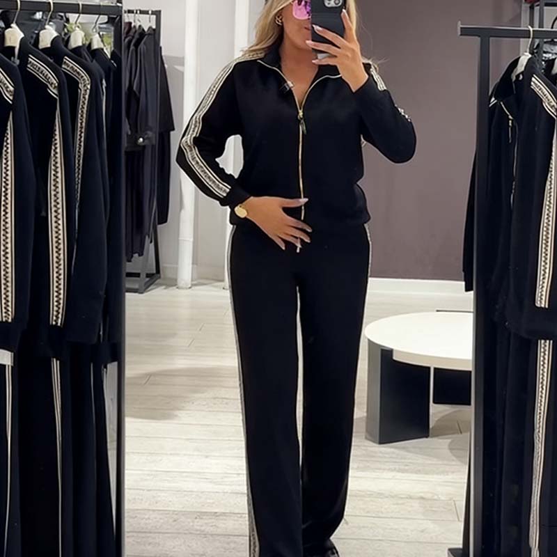 🔥Hot Sale Offers-Women's Slim Contrast Top & Pants Two-Piece Set