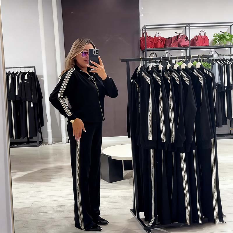 🔥Hot Sale Offers-Women's Slim Contrast Top & Pants Two-Piece Set