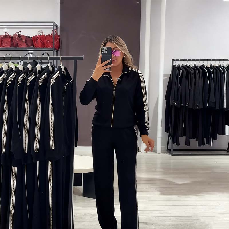 🔥Hot Sale Offers-Women's Slim Contrast Top & Pants Two-Piece Set