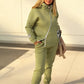 Stylish 2-Piece Slanted Zipper Sweatshirt Set