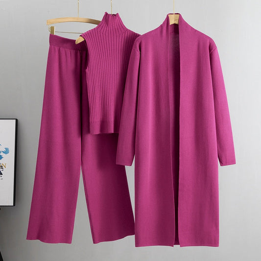 Fashion Trio - Sleeveless Tank Top, Cardigan, and Trousers