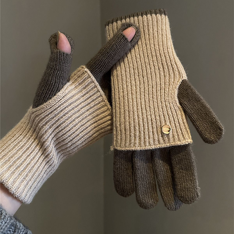 Warm & Stylish Color-Block Convertible Gloves